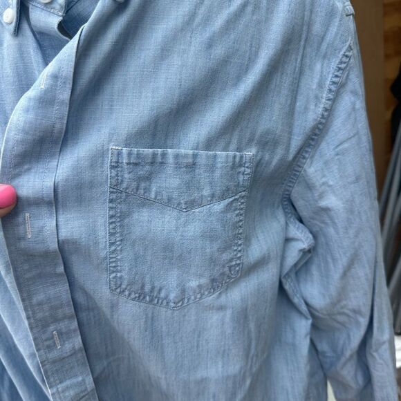 LL Bean Light Blue Denim Button-Up Shirt - Picture 2 of 5
